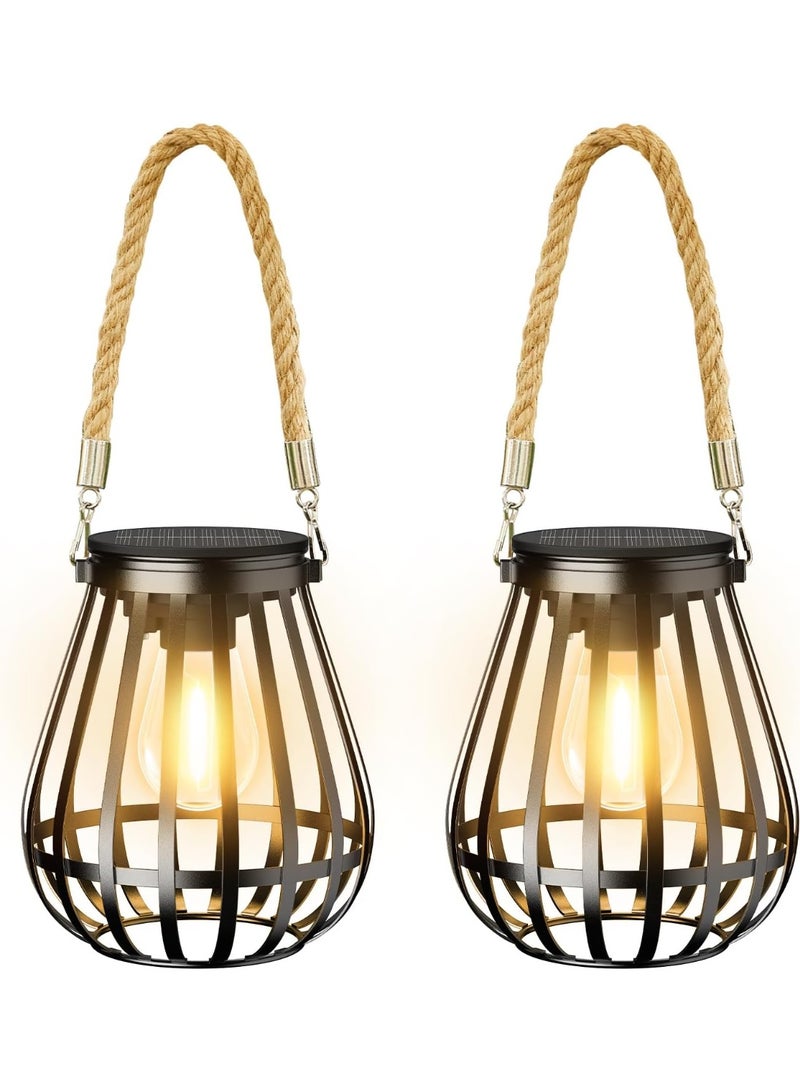 Zarmanuae Solar Lanterns Outdoor, 2 Pack Halloween Christmas Metal Hanging Lanterns Waterproof, Garden Decor Patio Solar Lights, for Ramadan, Eid al Fitr, and Various Festivals Decorationion - Image 1