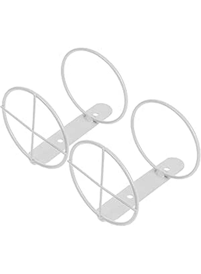 White Metal Wall Mounted Wine Bottle Rack Set Of 2 For Kitchen Bar Display Storage - Image 1