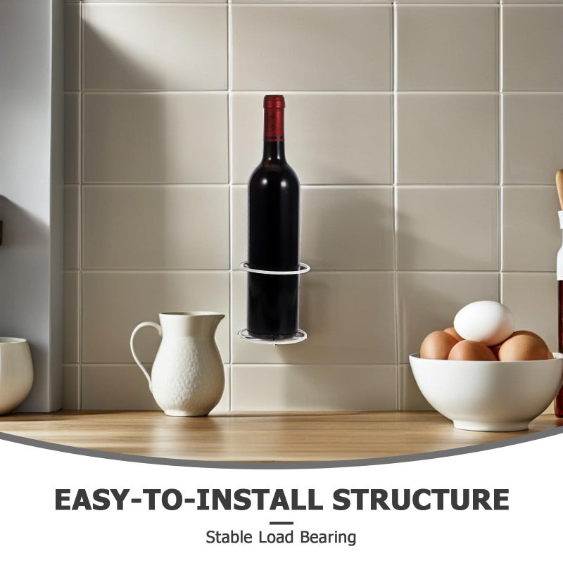 White Metal Wall Mounted Wine Bottle Rack Set Of 2 For Kitchen Bar Display Storage - Image 4