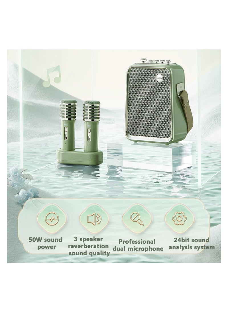 Divoom - Divoom Songbird HQ - 50W Bluetooth Speaker with Karaoke Dual Wireless Microphones - Green - Image 1