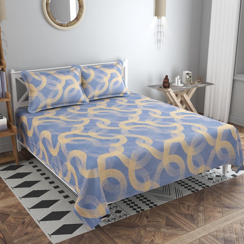 BSB HOME 300 GSM Cotton Leaf Printed AC/All Season/Summer Comforter Quilt Set King Size Double Bed with 1 Flat bedsheet-90x100 inch and Two Pillow Covers II 4 Pcs Comforter Set -Light Grey - Image 2