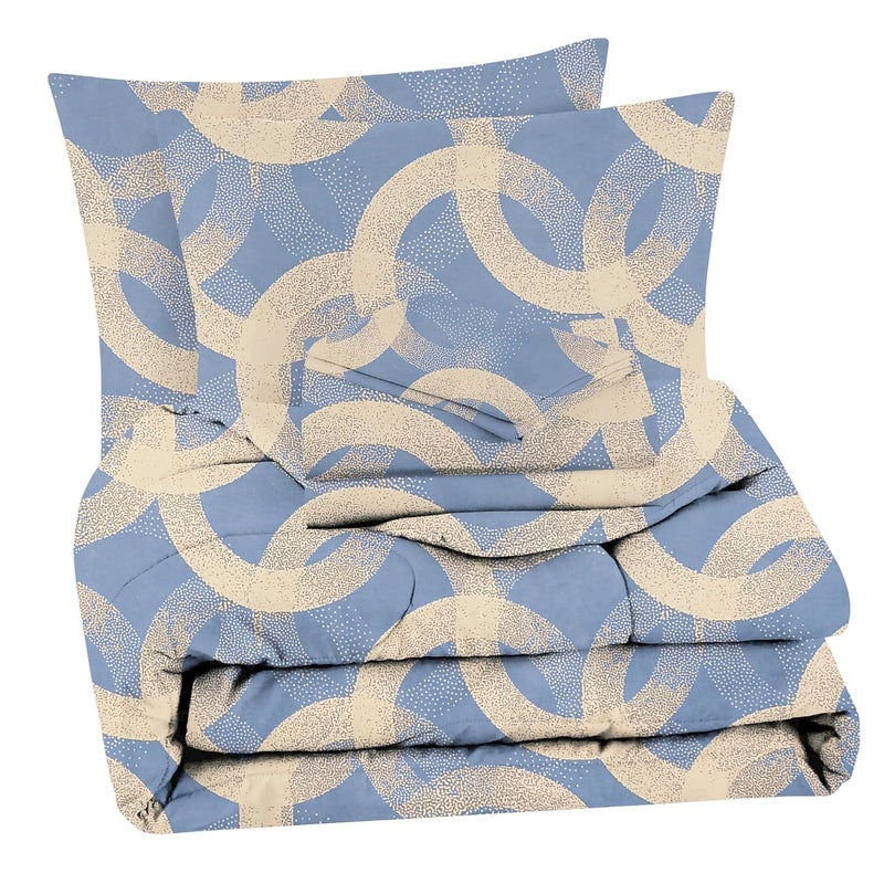 BSB HOME 300 GSM Cotton Leaf Printed AC/All Season/Summer Comforter Quilt Set King Size Double Bed with 1 Flat bedsheet-90x100 inch and Two Pillow Covers II 4 Pcs Comforter Set -Light Grey - Image 1