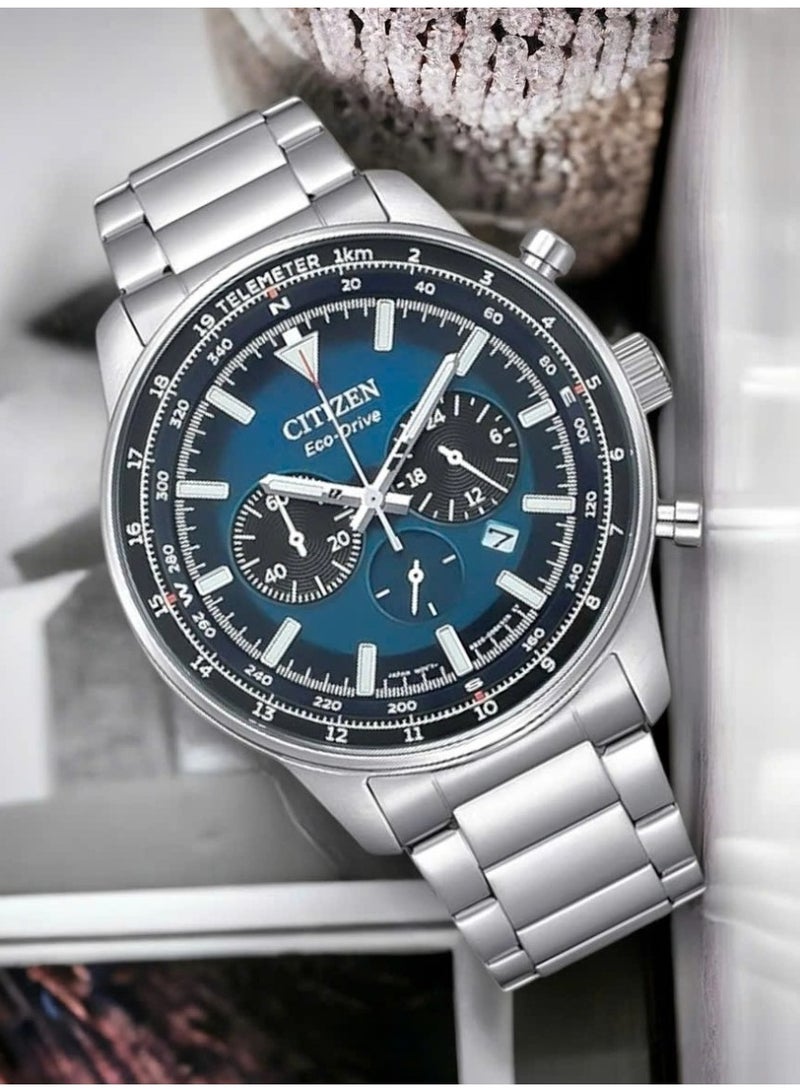 CITIZEN ساعة كروغراف إيكو درايف CA4500-91L، 44 مم بقرص أزرق، علبة وسوار من الفولاذ المقاوم للصدأ، مقاومة للماء حتى 100 م - Image 5