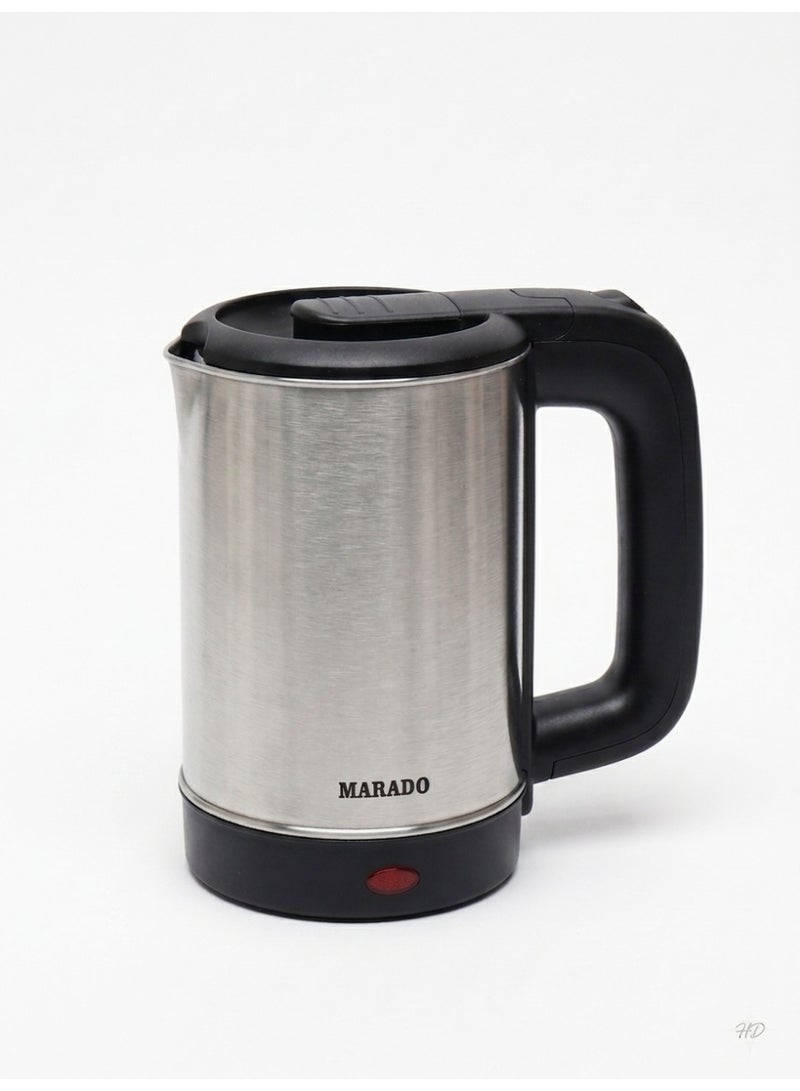 MARADO MA-1063 Portable Electric Kettle, 0.8L, Stainless Steel Body, Rapid Boiling Water Heater with Indicator Light, Silver/Black - Image 1