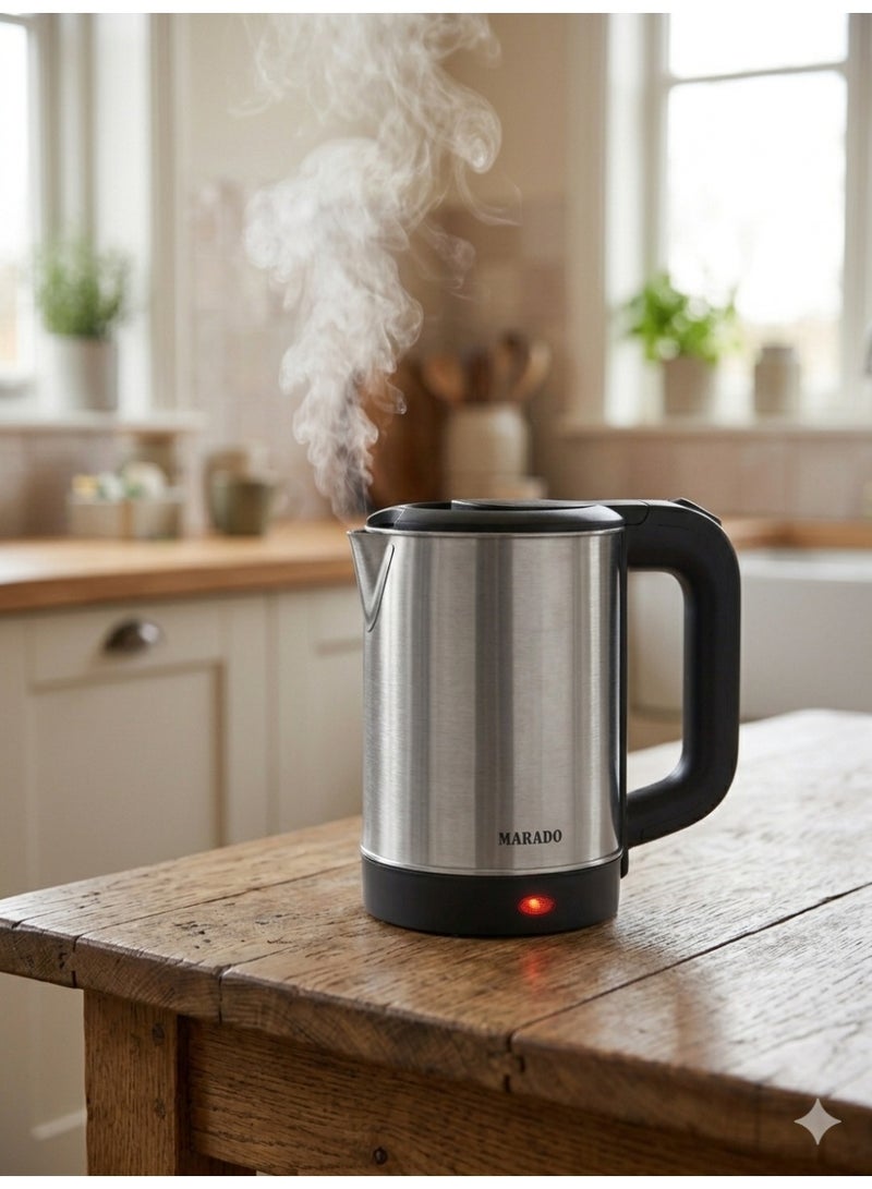MARADO MA-1063 Portable Electric Kettle, 0.8L, Stainless Steel Body, Rapid Boiling Water Heater with Indicator Light, Silver/Black - Image 2