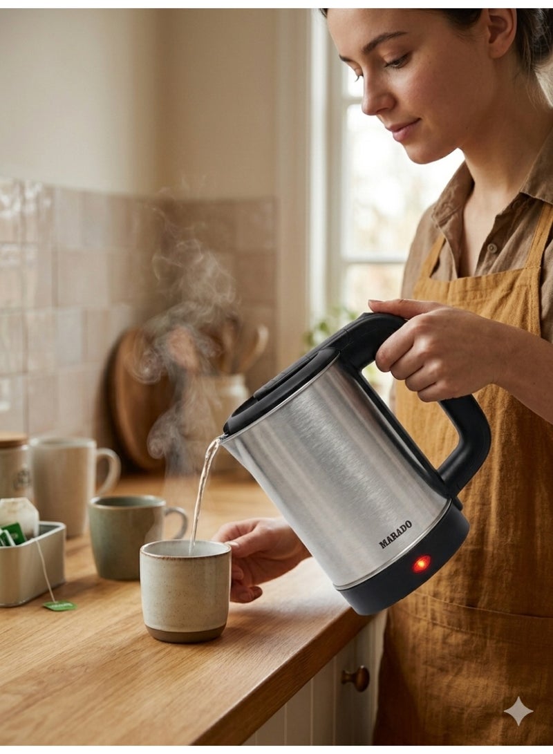 MARADO MA-1063 Portable Electric Kettle, 0.8L, Stainless Steel Body, Rapid Boiling Water Heater with Indicator Light, Silver/Black - Image 4