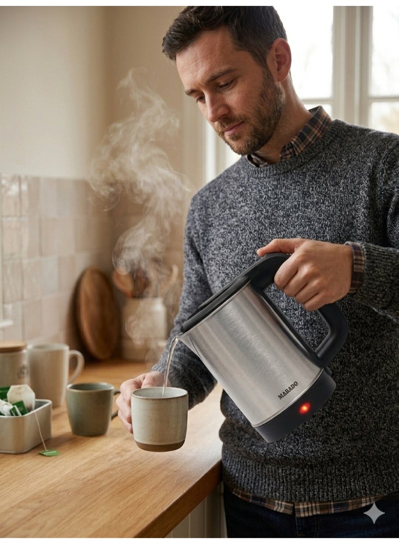 MARADO MA-1063 Portable Electric Kettle, 0.8L, Stainless Steel Body, Rapid Boiling Water Heater with Indicator Light, Silver/Black - Image 5