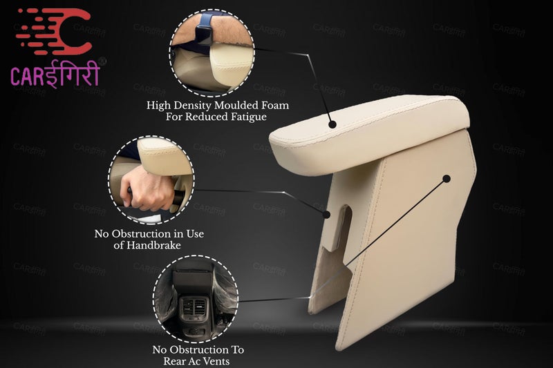 Carigiri Premium Car Centre Armrest for Honda Amaze with High Density Moulded Foam Technology And Storage Compartment (Nappa Leatherette,Beige Double Stitching)(Models-2018-2024) - Image 4