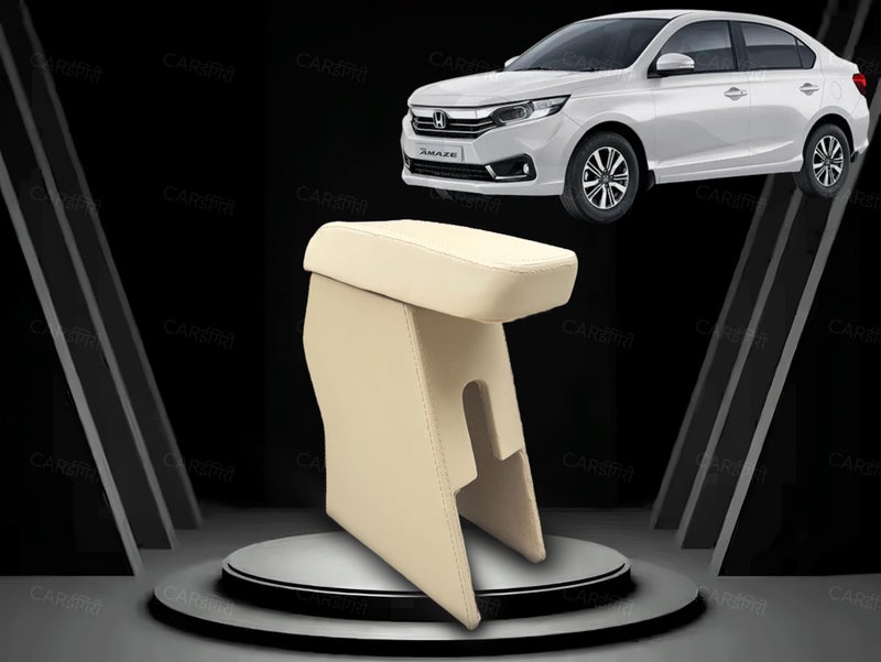 Carigiri Premium Car Centre Armrest for Honda Amaze with High Density Moulded Foam Technology And Storage Compartment (Nappa Leatherette,Beige Double Stitching)(Models-2018-2024) - Image 5