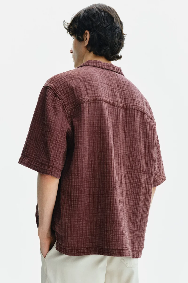 H&M  Relaxed Fit Short-sleeved muslin shirt for Men | Best Price UAE