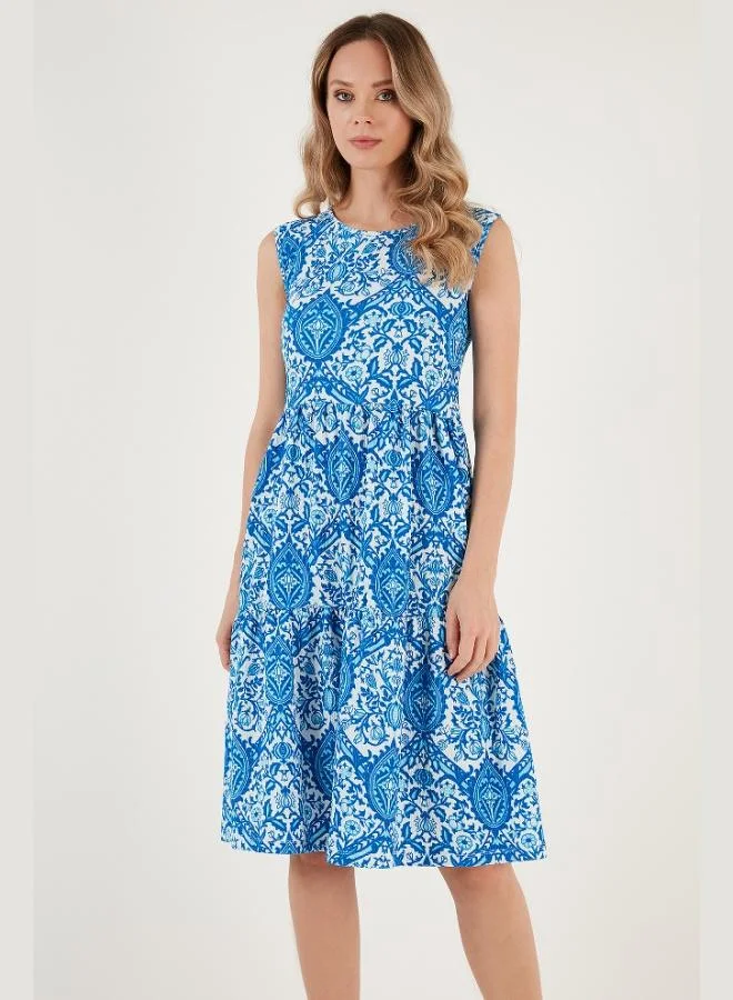 ليلا فستان ميدي بدون أكمام بنقوش ليلى للنساء