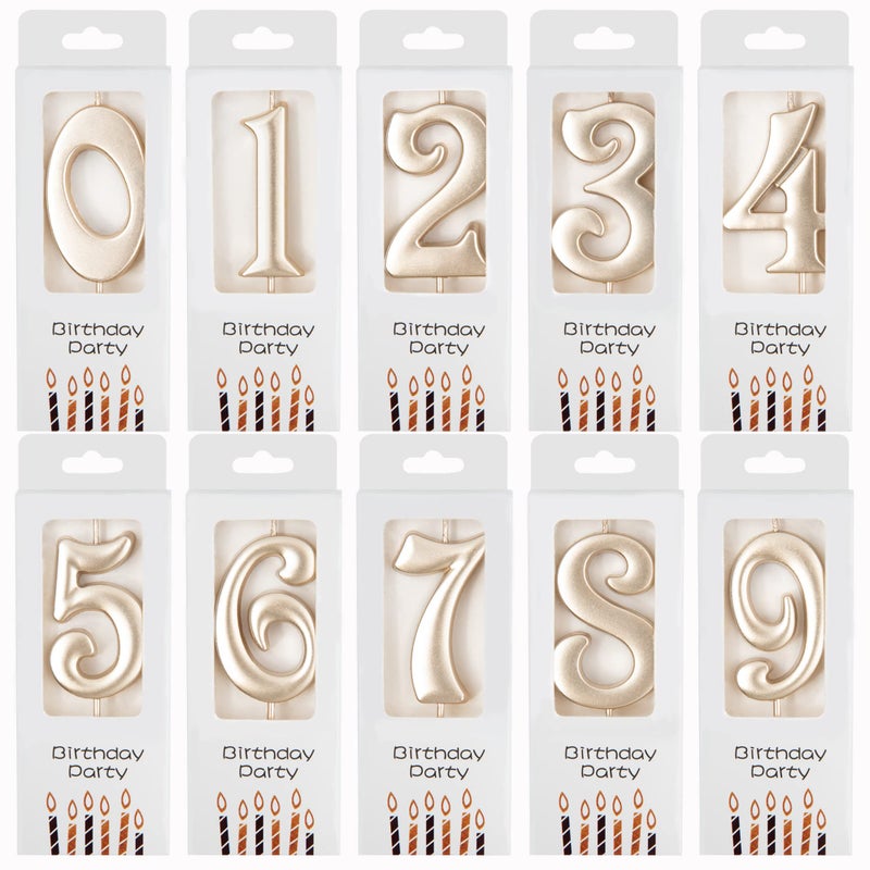 PHD CAKE 10Count 09 Champagne Gold Number Birthday Candles Number One Birthday Champagne Number Candles Party Celebration Baby Showers