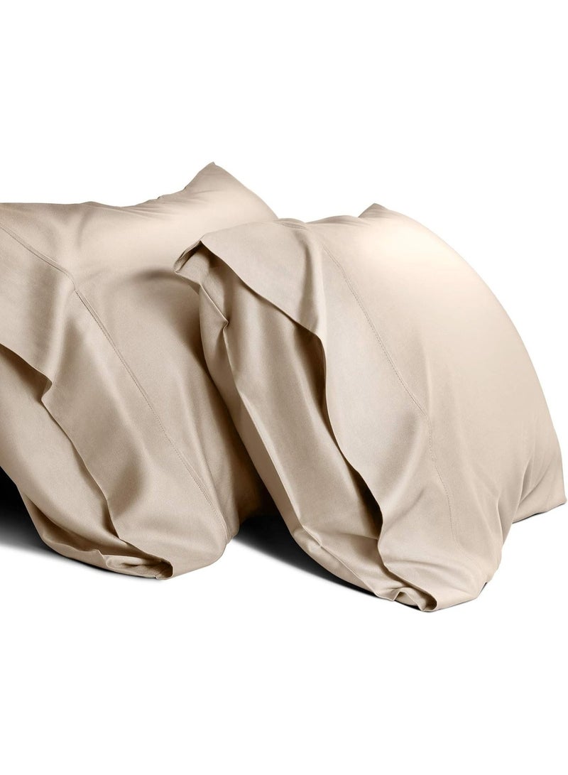 Cooling Queen Pillow Cases Set of 2 Breathable Cool Silky Soft Rayon Derived from Bamboo Fabric, Moisture Wicking for Hot Sleepers,Hair and Skin Friendly,Taupe,2 Pack,20x30IN - Image 1