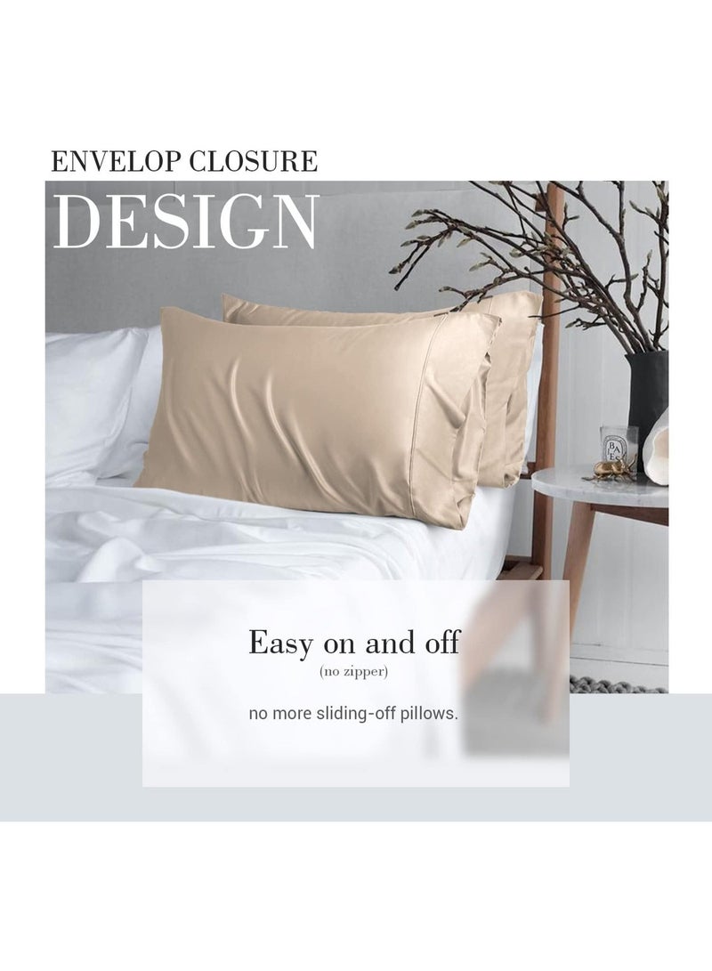 Cooling Queen Pillow Cases Set of 2 Breathable Cool Silky Soft Rayon Derived from Bamboo Fabric, Moisture Wicking for Hot Sleepers,Hair and Skin Friendly,Taupe,2 Pack,20x30IN - Image 4