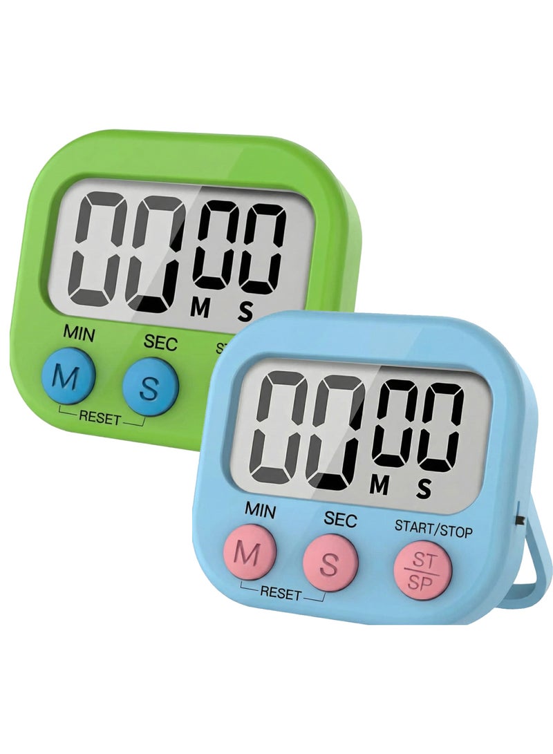 2 Pack of Magnetic Kitchen Timer Clock – Digital Countdown & Stopwatch Timer – Bright LCD Display – Loud Beep – Multipurpose Timer (Random Color) - Image 1