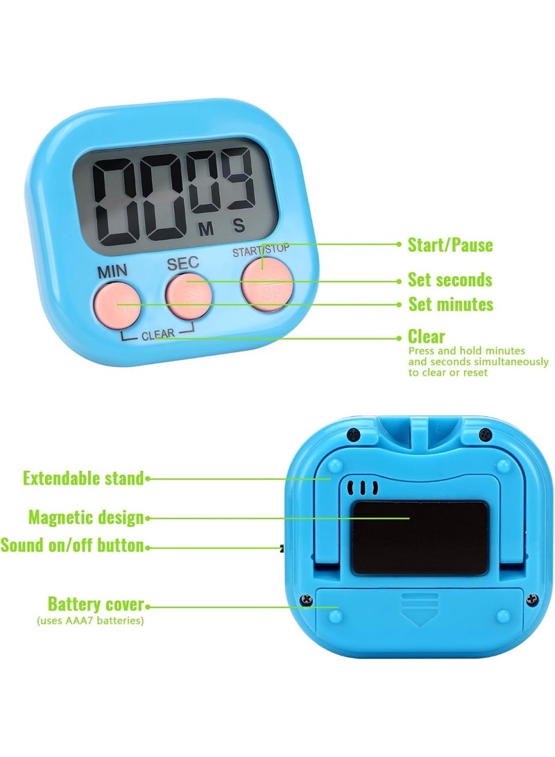 2 Pack of Magnetic Kitchen Timer Clock – Digital Countdown & Stopwatch Timer – Bright LCD Display – Loud Beep – Multipurpose Timer (Random Color) - Image 5