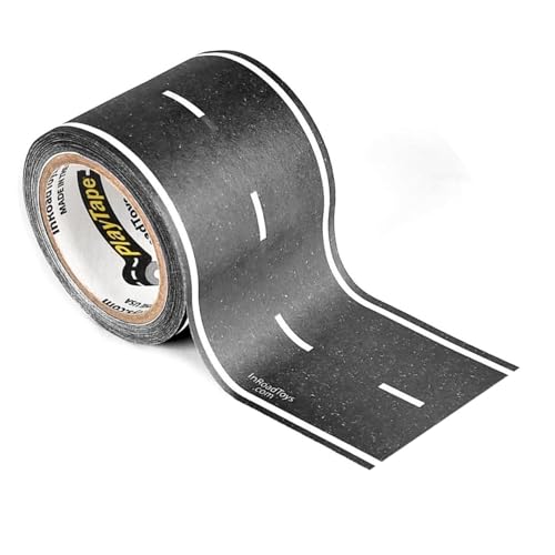 PlayTape Road Tape for Toy Cars Sticks to Flat Surfaces No Residue 2 inch Wide x 30 ft Asphalt Road - Image 1