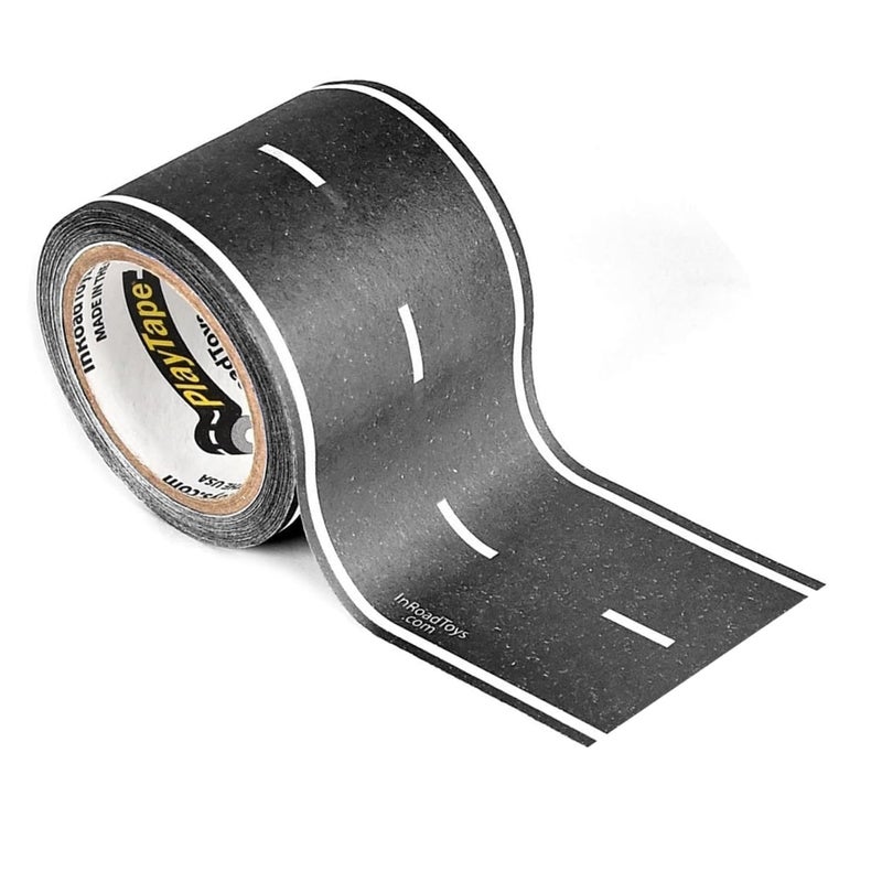 PlayTape Road Tape for Toy Cars Sticks to Flat Surfaces No Residue 2 inch Wide x 30 ft Asphalt Road - Image 2