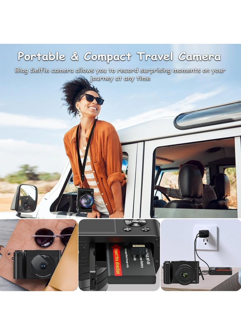 Hicomony 4K Digital Camera for Photography, 32GB TF Card, 64MP Autofocus Vlogging Camera for YouTube with 3'' 180°Flip Screen, 16X Digital Zoom Anti-Shake Compact Travel Camera  - Image 5