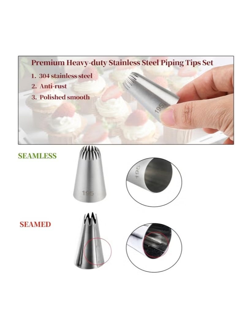 5PCS Large Piping Tips Set, Yakumuz Stainless Steel Cake Decorating Tips, Frosting Icing Tips for Cupcakes, Cake, Cookie and Decorating - Image 3