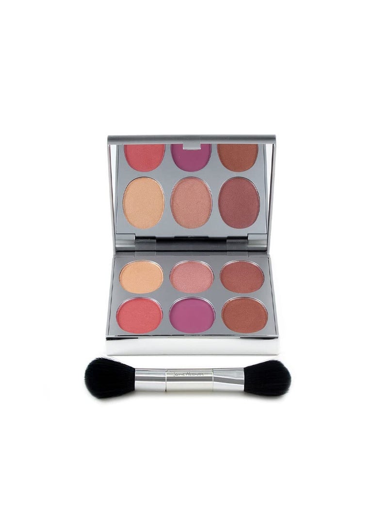 Jerome Alexander New Again by Jerome Alexander Blusher Palette  Brush 6 Buildable  Blendable Micronized Powder Blushers for All Skin Tones 