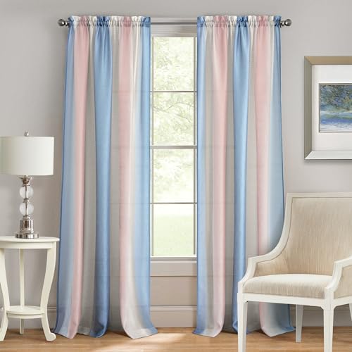 ACHIM Spectrum Rod Pocket Panel Window Curtain - 50 Inch Width, 84 Inch Length - Rose Quartz - Semi-Sheer & Machine Washable Soft Polyester Drapes for Bedroom Living & Dining Room Home Decor - Image 1