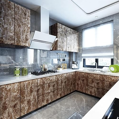 HOME13™ Marble Wallpaper Peel & Stick Contact Paper Self Adhesive Decorative Removable Waterproof Wallpaper for Kitchen Cabinet and Furniture Countertops (24 X 60 INCH, Light Brown Marble) - Image 2
