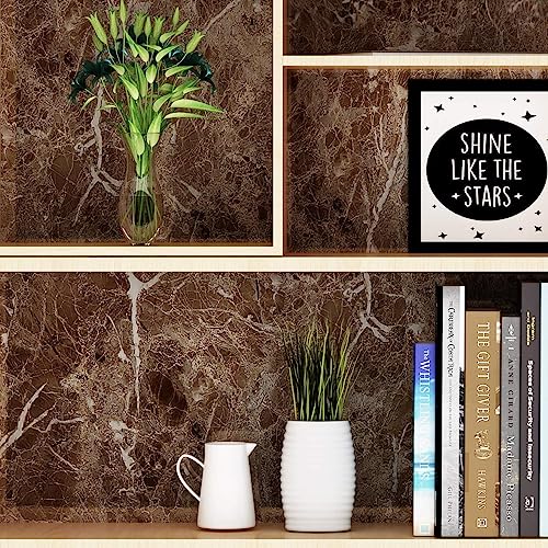 HOME13™ Marble Wallpaper Peel & Stick Contact Paper Self Adhesive Decorative Removable Waterproof Wallpaper for Kitchen Cabinet and Furniture Countertops (24 X 60 INCH, Light Brown Marble) - Image 5