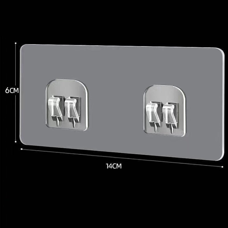 Seamless Adhesive Wall Hooks No-Drill Frame Hangers 6*14 transparent double claw buckle