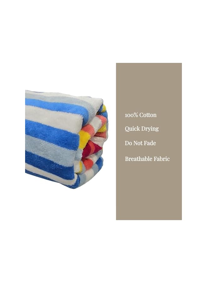The Bros منشفة شاطئ مخططة فاخرة (65 × 130 سم) - 100% قطن، ناعمة وسريعة الجفاف، مزدوجة الخياطة للمتانة، منشفة مثالية للشاطئ، المسبح، والسفر (1PC/2PC) (2، مخطط بألوان متعددة) - Image 5