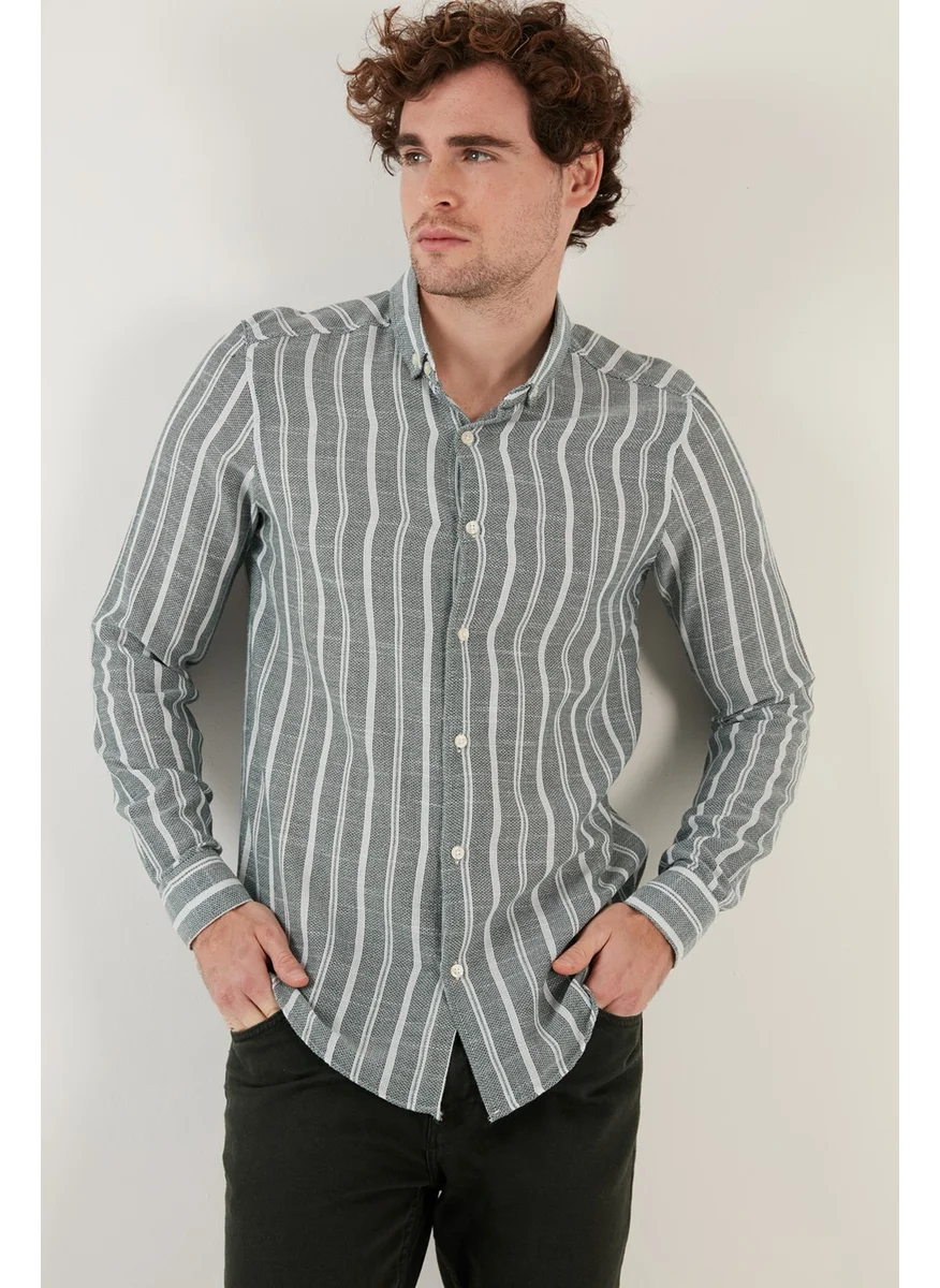 بوراتي Cotton Striped Slim Fit Shirt Men's Shirt CF23S114294