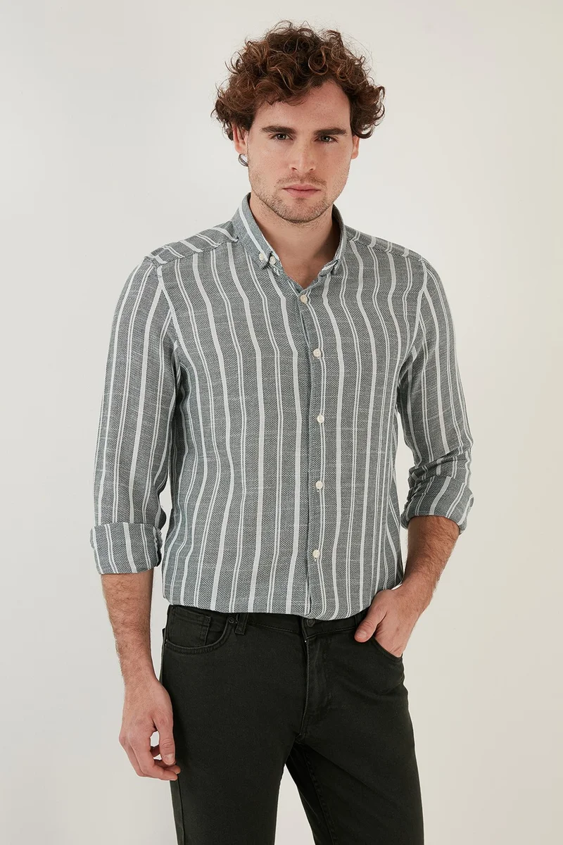 Buratti Cotton Striped Slim Fit Shirt Men's Shirt CF23S114294