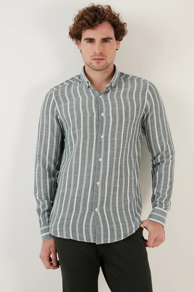 Buratti Cotton Striped Slim Fit Shirt Men's Shirt CF23S114294