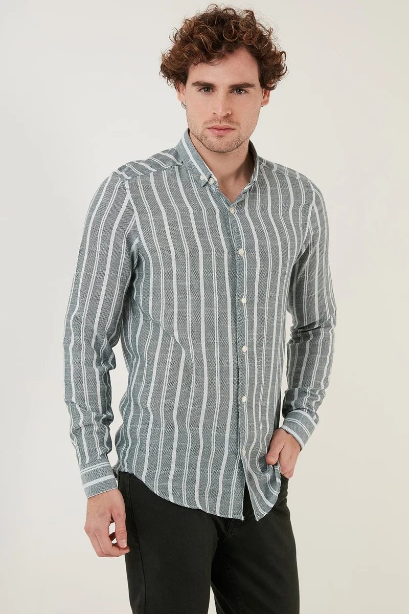Buratti Cotton Striped Slim Fit Shirt Men's Shirt CF23S114294