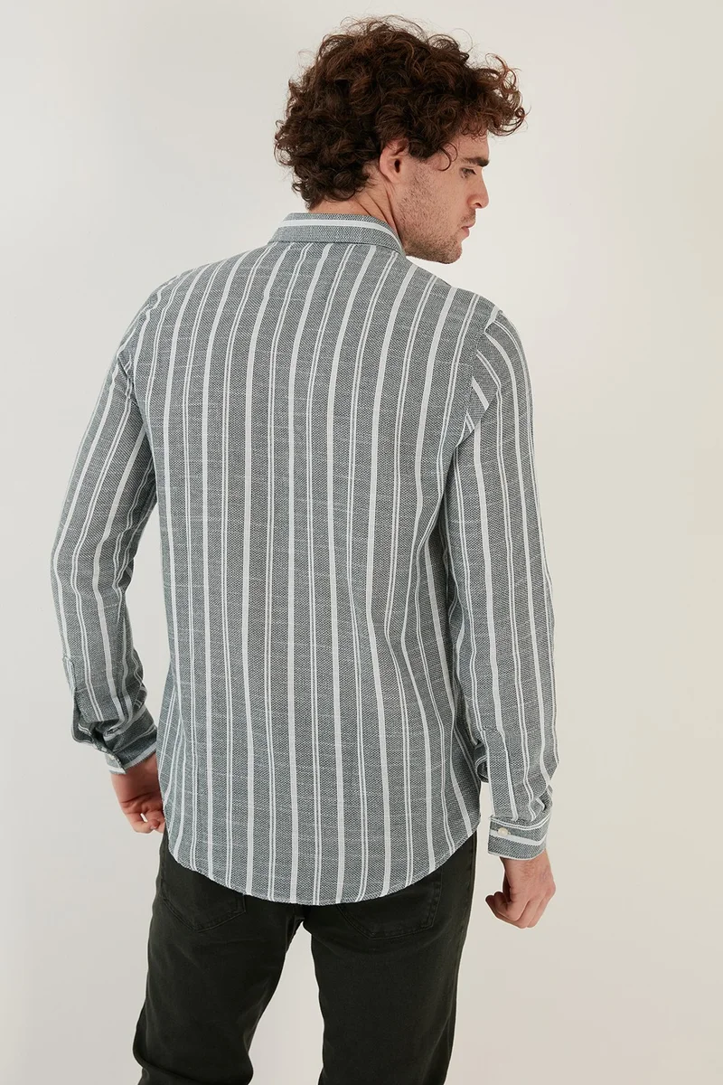 Buratti Cotton Striped Slim Fit Shirt Men's Shirt CF23S114294