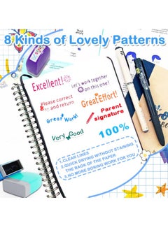 EHOME Teacher Stamps for Classroom Grading 8PCS, Rectangular Self Inking Colorful Set for Teachers Gifts with Motivational Encouraging Messages ,Homeschool & Teacher Supplies  - Image 2