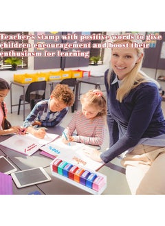 EHOME Teacher Stamps for Classroom Grading 8PCS, Rectangular Self Inking Colorful Set for Teachers Gifts with Motivational Encouraging Messages ,Homeschool & Teacher Supplies  - Image 5