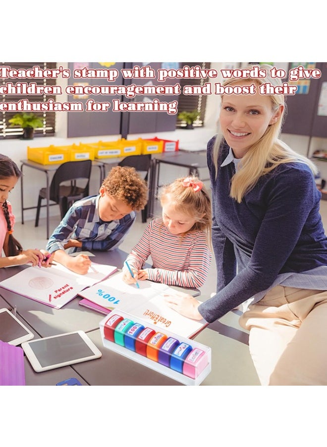 EHOME Teacher Stamps for Classroom Grading 8PCS, Rectangular Self Inking Colorful Set for Teachers Gifts with Motivational Encouraging Messages ,Homeschool & Teacher Supplies  - Image 5