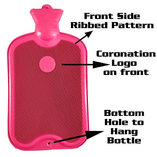 Coronation 1.5 Litres Leakproof Rubber Hot Water Bottle for Pain Relief One Side Ribbed (Backpain, Neckpain, Stomachpain) (Pink) - Image 2