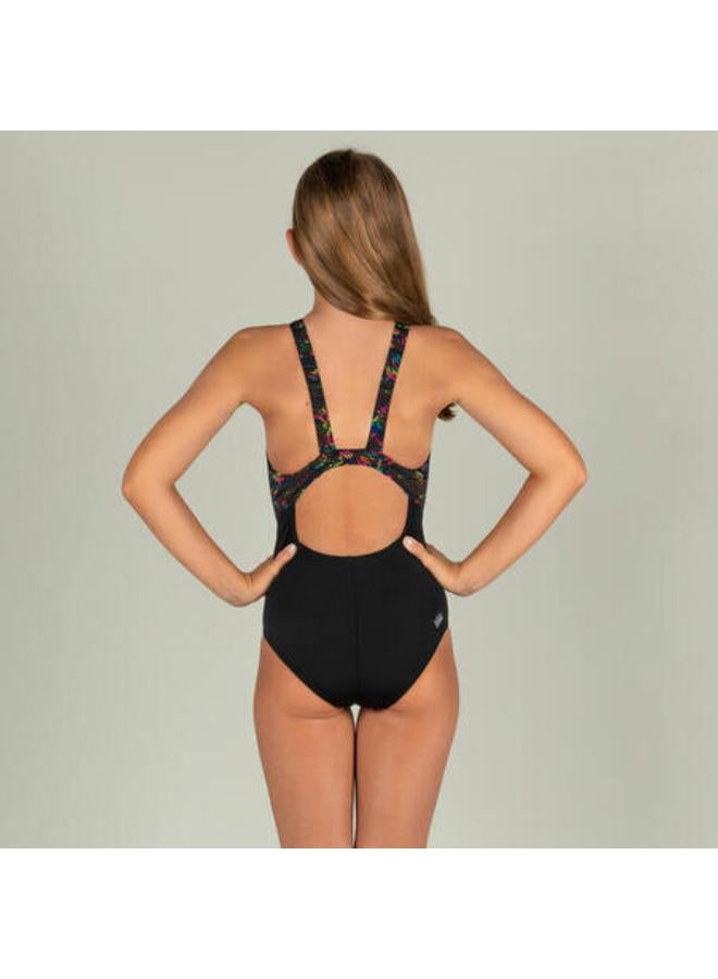 NABAIJI Girls’ swimming 1-piece swimsuit - 500 Kamiye fire black yellow - Image 3