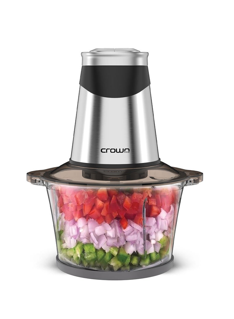 Crownline Electric Food Chopper & Grinder, 500W, 2-Speed with Pulse Function, 1.8L Glass Bowl, 4 Stainless Steel Blades, Multi-Function Mincer for Vegetables & Meat, 220-240V 1.8 L 300 W GC-275 Glass - Image 1