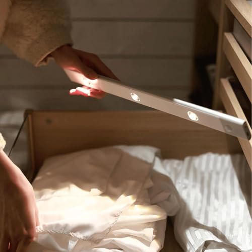 BLERIXA 40 cm Motion Sensor Under Cabinet Light; 1200 mAh USB Rechargeable; 3 Dimmable LED Color Modes (Warm/Neutral/White); Wireless Lamp for Wardrobe, Kitchen, Stairs - Image 4