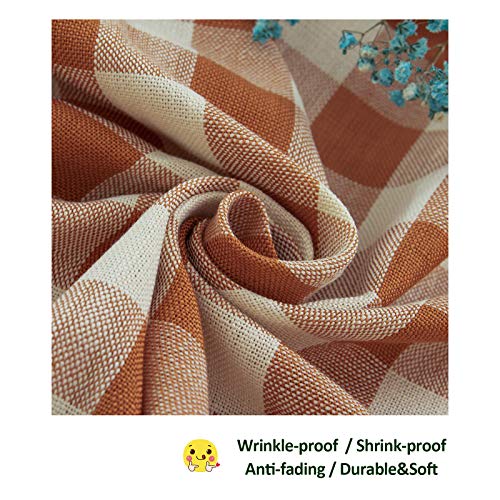 Midsummer Breeze Rustic Plaid Thanksgiving Tablecloth-Country Buffalo Check Cotton Table Cloth for Spring Fall Farmhouse Kitchen Dining Restaurant Decoration(Rectangle/Oblong, 55x70, Orange) - Image 3