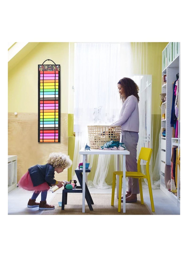 شو وو Vinyl Storage Organizer, Roll Holder with 48 Compartments, Hanging Craft Black - Image 2