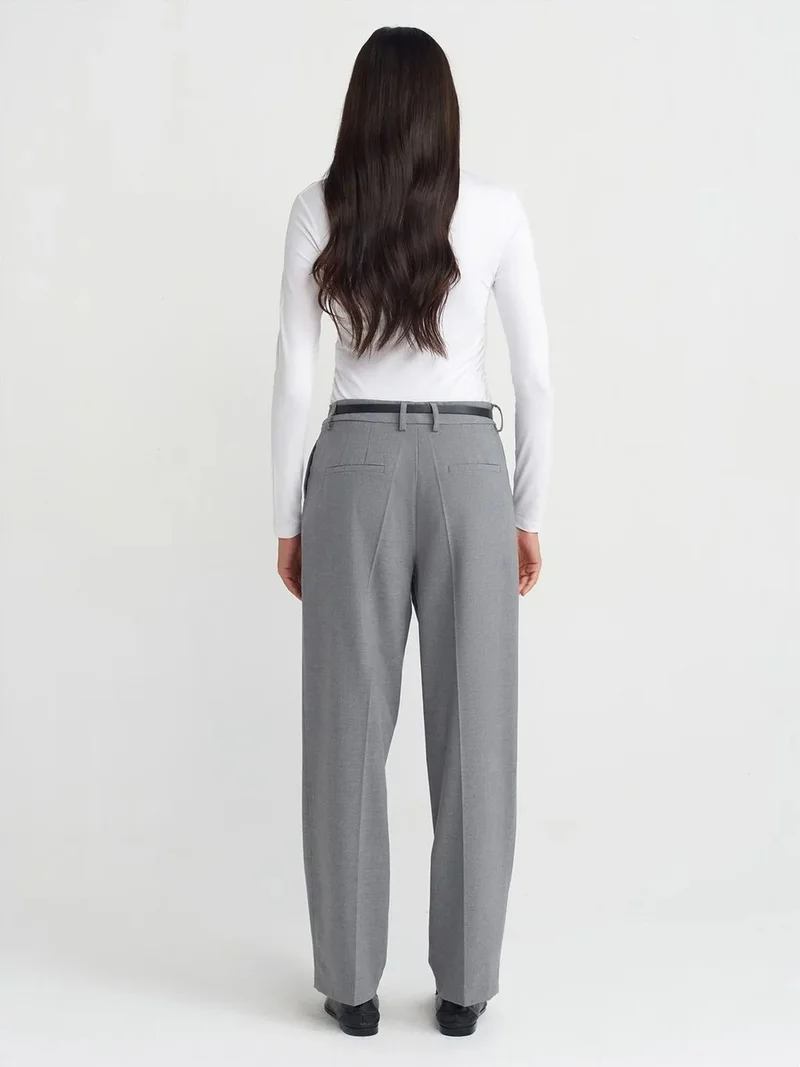 ديلفين DILVIN Belted Straight-Leg Crepe Trousers