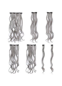 SWACC SWACC Women 20 Inches Curly Full Head 7 Separate Pieces Heat Resistance Synthetic Hair Clip in Hair Extensions (Grey)  - Image 3