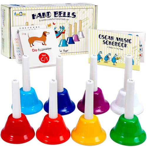 MINIARTIS Hand Bells for Kids | Educational Music Toys for Toddlers 8 Notes Colorful Handbells Set | Kids Musical Instrument with 15 Songbook, Theory Flashcards | Great Birthday Gift for Children - Image 1
