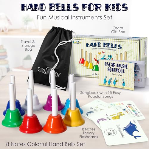 MINIARTIS Hand Bells for Kids | Educational Music Toys for Toddlers 8 Notes Colorful Handbells Set | Kids Musical Instrument with 15 Songbook, Theory Flashcards | Great Birthday Gift for Children - Image 2