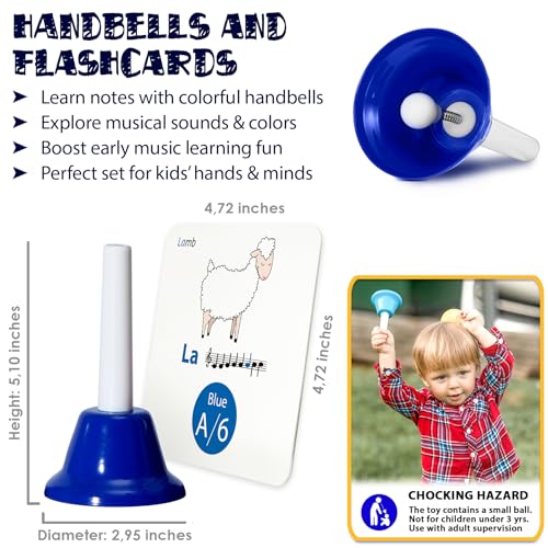 MINIARTIS Hand Bells for Kids | Educational Music Toys for Toddlers 8 Notes Colorful Handbells Set | Kids Musical Instrument with 15 Songbook, Theory Flashcards | Great Birthday Gift for Children - Image 4