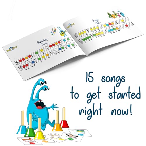 MINIARTIS Hand Bells for Kids | Educational Music Toys for Toddlers 8 Notes Colorful Handbells Set | Kids Musical Instrument with 15 Songbook, Theory Flashcards | Great Birthday Gift for Children - Image 5
